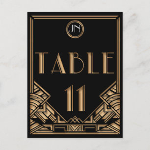 Black Gold Art Deco Gatsby Style Table Number 11 Briefkaart