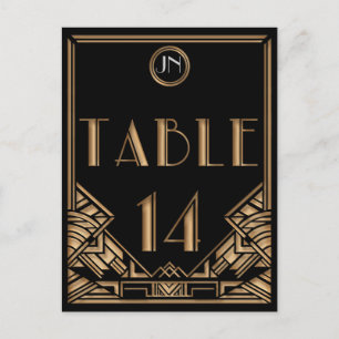 Black Gold Art Deco Gatsby Style Table Number 14 Briefkaart