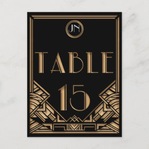 Black Gold Art Deco Gatsby Style Table Number 15 Briefkaart