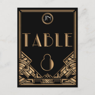 Black Gold Art Deco Gatsby Style Table Number 8 Briefkaart