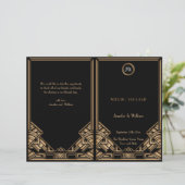 Black Gold Art Deco Gatsby Style Wedding Program (Staand voorkant)
