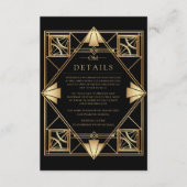 Black & Gold Art Deco Geometric Wedding  Informatiekaartje (Voorkant)