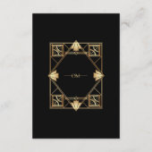 Black & Gold Art Deco Geometric Wedding  Informatiekaartje (Achterkant)