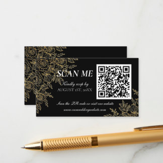 Black Gold Art Deco Glamorous Wedding RSVP Card Informatiekaartje