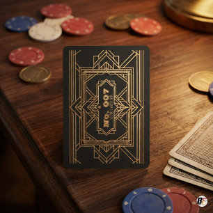 Black Gold Art Deco No. 007 Vintage Pokerkaarten