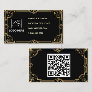 Black Gold Art Deco QR-code visitekaartje