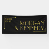 Black Gold Art Deco Style 1920s Wedding Banner (Horizontaal)