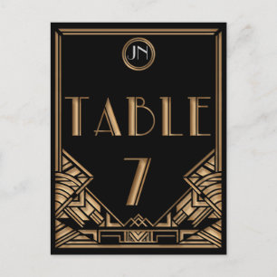 Black Gold Art Deco Style Table Number 7 Briefkaart