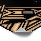 Black Gold Art Deco Style Wedding Seating Chart Poster (Hoek)