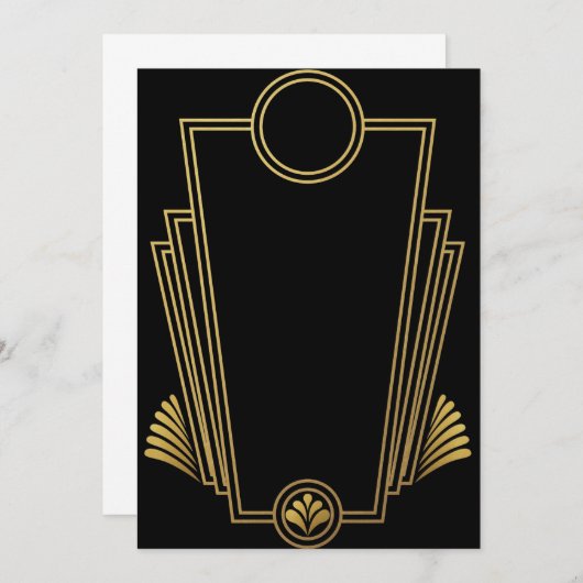Black Gold Art Deco Uitnodiging (Voorkant / Achterkant)