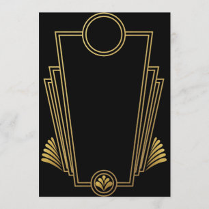Black Gold Art Deco Uitnodiging