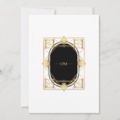Black & Gold Art Deco Wedding Invitation  Kaart (Achterkant)