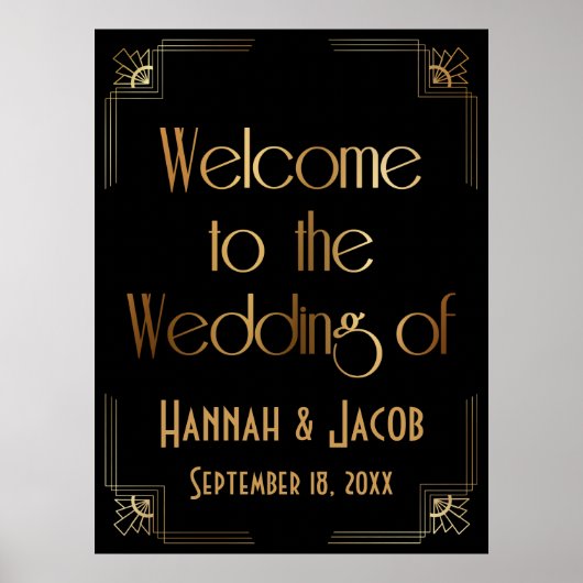 Black Gold Art Deco Welkom bij het gebarentaal Poster (Voorkant)