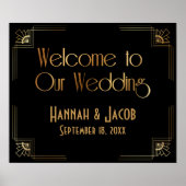 Black Gold Art Deco Welkom bij ons huwelijksbord Poster (Voorkant)