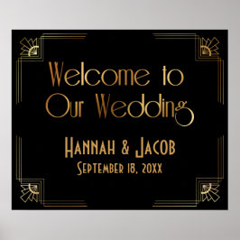 Black Gold Art Deco Welkom bij ons huwelijksbord Poster