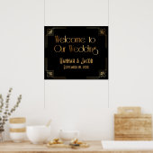Black Gold Art Deco Welkom bij ons huwelijksbord Poster (Keuken)