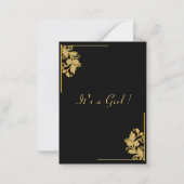 Black Gold Baby Girl Shower Invitation Sjabloon (Achterkant)