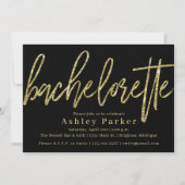 Black Gold Bachelorette Party Invitation Glitter Kaart (Voorkant)