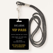 Black Gold Bachelorette Party Pass VIP nodigt uit Badge (Achterkant met draagriem)
