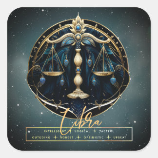 Black Gold Balance Zodiac Sign Constellation Libra Vierkante Sticker