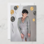 Black & Gold Ballons Pensioen Party Foto Kaart (Achterkant)