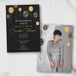 Black & Gold Ballons Pensioen Party Foto Kaart