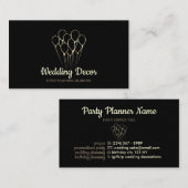 Black Gold Balloon Event Party Planner Visitekaartje (Voorkant / Achterkant)