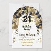 Black Gold Balloons 21e verjaardag Kaart (Voorkant)