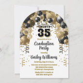 Black Gold Balloons Afstudeerfeest Kaart (Voorkant)