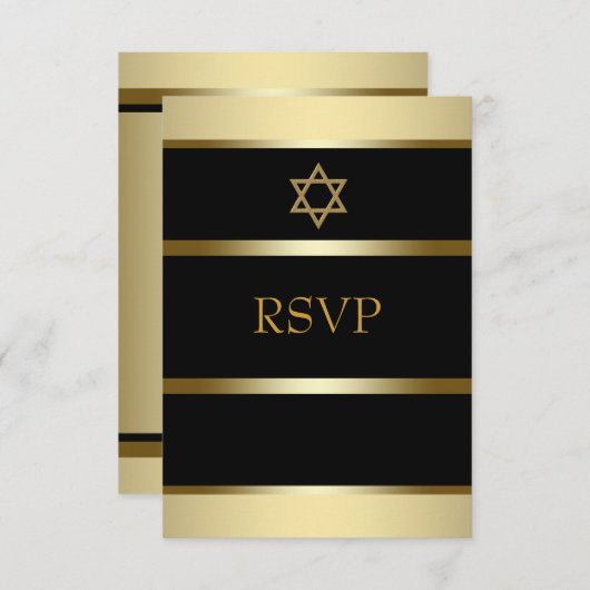 Black Gold Bar Mitzvah RSVP (Voorkant / Achterkant)