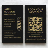 Black Gold Barbershop Kapsel QR-code Visitekaartje