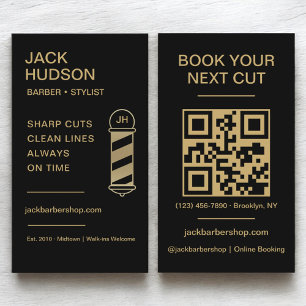 Black Gold Barbershop Kapsel QR-code Visitekaartje