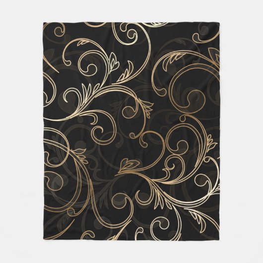 Black Gold Baroque Fleece Blanket (Voorkant)