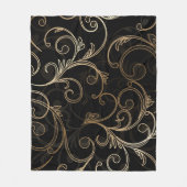 Black Gold Baroque Fleece Blanket Deken (Voorkant)