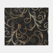 Black Gold Baroque Fleece Blanket Deken (Voorkant (Horizontaal))