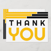 Black & Gold Bars Afstudeerder Party Dank u Bedankkaart (Voorkant / Achterkant)