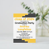 Black & Gold Bars Graduation Party Uitnodiging Briefkaart (Staand voorkant)