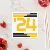 Black & Gold Bars Klasse van '24 Afstudeerder Part Servet (Insitu)