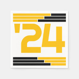 Black & Gold Bars Klasse van '24 Afstudeerder Part Servet