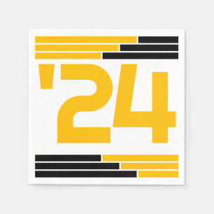 Black & Gold Bars Klasse van '24 Afstudeerder Part Servet