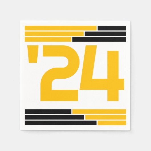 Black & Gold Bars Klasse van '24 Afstudeerder Part Servet (Voorkant)