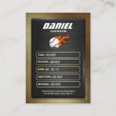 Black Gold Baseball Trading Kaart, honkbalspeler Contactkaartje (Achterkant)