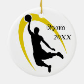 Black Gold Basketball Logo op maat Keramisch Ornament (Achterkant)