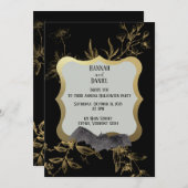 Black & Gold Bat Elegant Halloween Party Kaart (Voorkant / Achterkant)