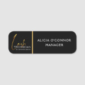 Black & Gold Beauty Name Tag | Luxury Badge (Voorkant)