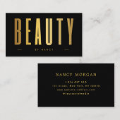Black & Gold Beauty Salon Minimalist Visitekaartje (Voorkant / Achterkant)