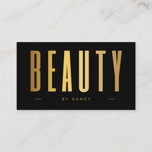 Black & Gold Beauty Salon Minimalist Visitekaartje (Voorkant)