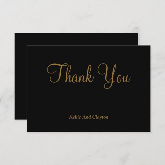 Black/Gold-bedankt kaarten (Voorkant / Achterkant)