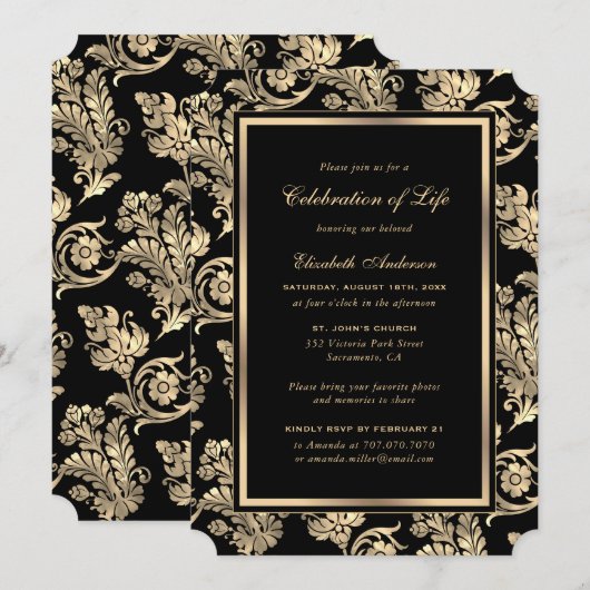  Black Gold-begrafenisfeest Kaart (Voorkant / Achterkant)