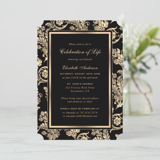Black Gold  begrafenisviering van het leven Kaart (Staand voorkant)